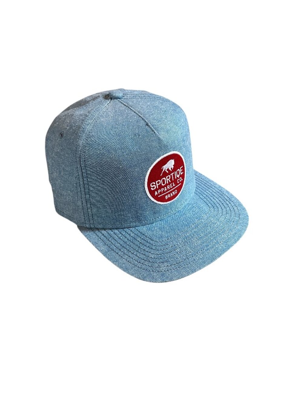 🧢 Sportiqe Apparel Co. Chambray Flat Brim Cap NWT Metal Clasp 59CM